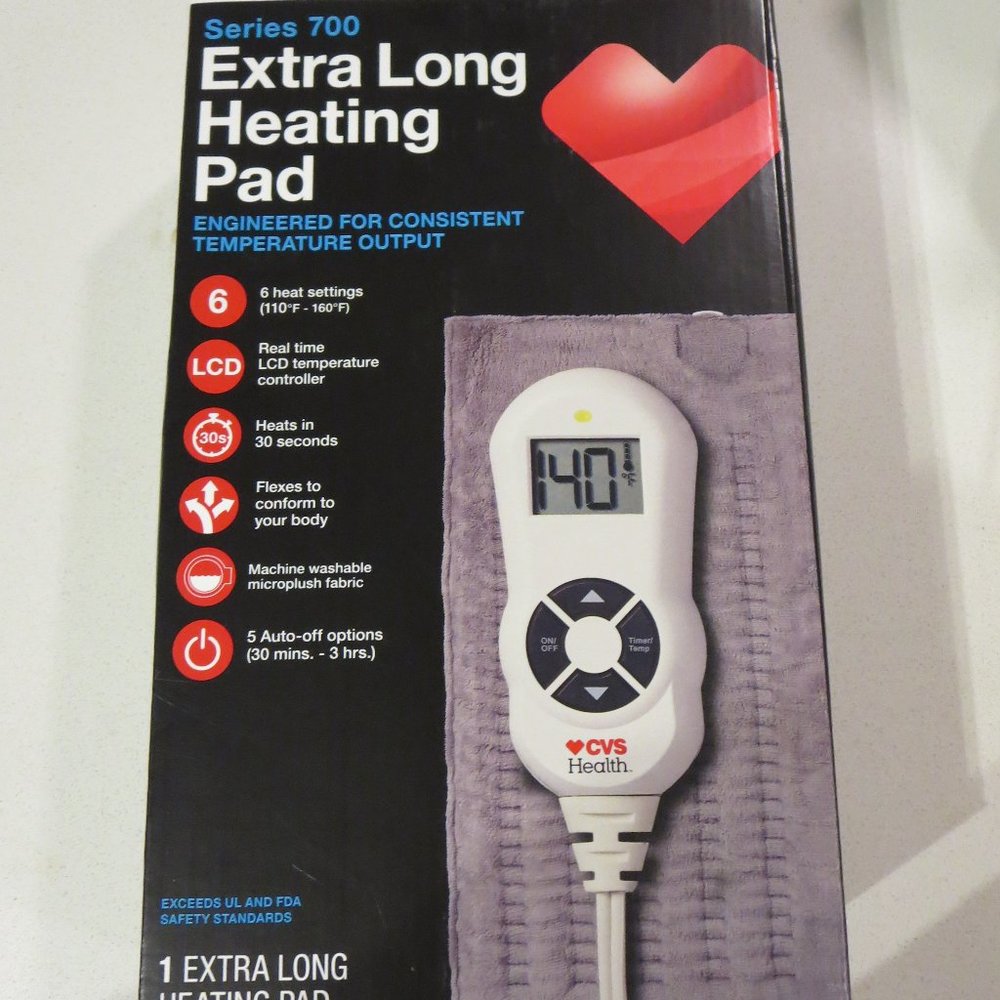 CVS Health Series 700 Extra Long Heating Pad - Extra Long 12" x 24" New
